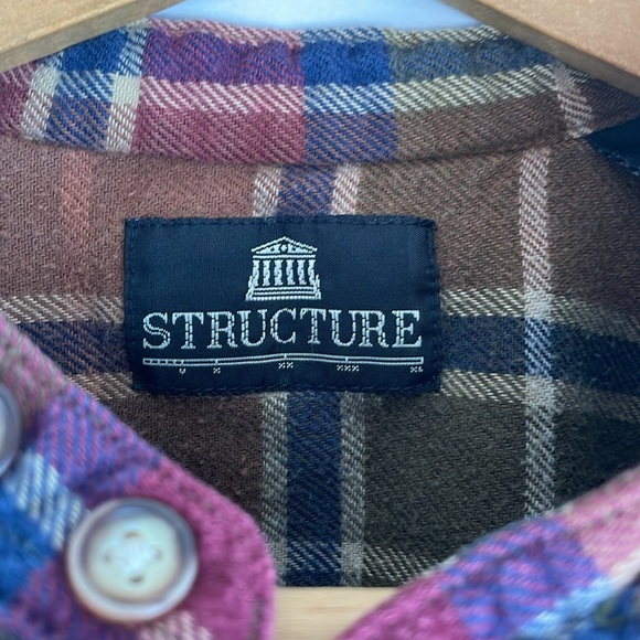 Vintage Structure Plaid Button-Up Shirt Men SZ M Cotton - Picture 3 of 9